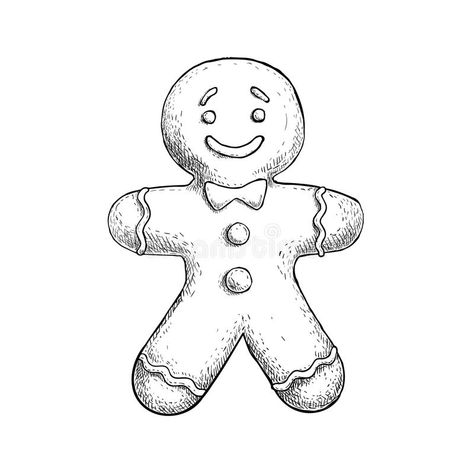 Gingerbread Man Icing, Gingerbread Man Drawing, Cookie Drawing, Handcrafted Christmas Cards, Traditional Christmas Cookies, Xmas Drawing, Christmas Sketch, Candle Drawing, Christmas Tattoo