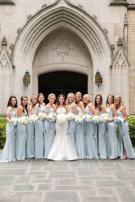 Baby Blue Wedding Dresses, Brides Maid Dresses Blue, Mismatched Bridesmaid Dresses Blue, Baby Blue Bridesmaid Dresses, Classic Summer Wedding, Light Blue Bridesmaid Dresses, Light Blue Bridesmaid, Baby Blue Weddings, Blue Bride