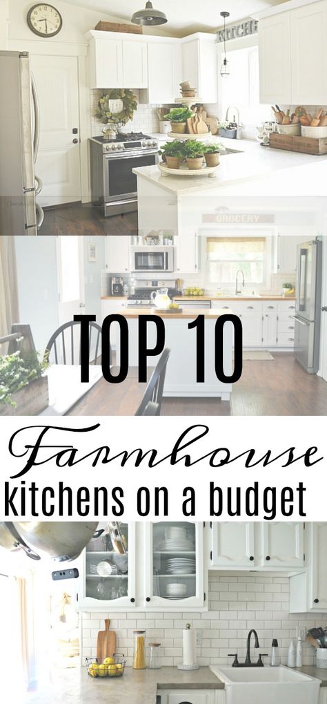 Kitchens On A Budget, Farmhouse Kitchen On A Budget, Budget Kitchen Remodel, Kabinet Dapur, Farmhouse Kitchens, Budget Decorating, Kitchen Cabinets Makeover, Farmhouse House, Farmhouse Style Kitchen