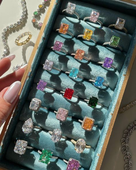 LYNA London on Instagram: "Sparkle brilliantly with our colourful gemstone rings 😍💖✨ #lynalondon #jewelry #jewellery #smallbusiness #fyp #ring #promisering…" Jewelry Expensive, Black Baby Art, Jewelery Organizer, Cheesy Dip, Aesthetic Accessories, Art And Craft Materials, Expensive Jewelry Luxury, Fancy Jewellery Designs, Hand Accessories