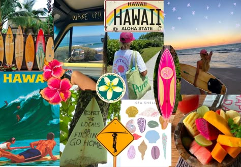 Surf Hawaii vibes aesthetic summer verano wallpaper fondo de pantalla cute island it girl fresh vision board Hawaii Girl, Hawaii Aesthetic, Computer Wallpapers, Hawaii, Laptop, Computer, Wallpapers, Collage