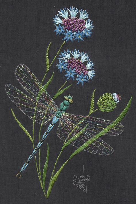 Embroidery by Helen M. Stevens Bordado Jacobean, Crewel Embroidery Tutorial, Crewel Embroidery Patterns, Crewel Embroidery Kits, Machine Work, Brazilian Embroidery, Interesting Ideas, Silk Ribbon Embroidery, 자수 디자인