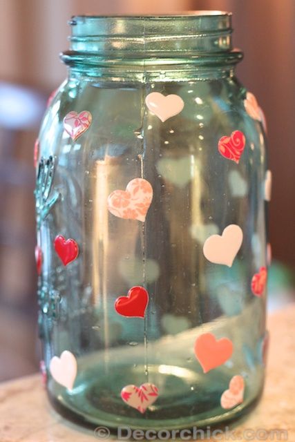 Aqua Mason Jar Uses For Mason Jars, Valentine Mason Jar, Valentine Stuff, Jar Projects, Easy Yarn Crafts, Diy Jar, Easy Valentine Crafts, Valentine Craft, Mason Jar Projects