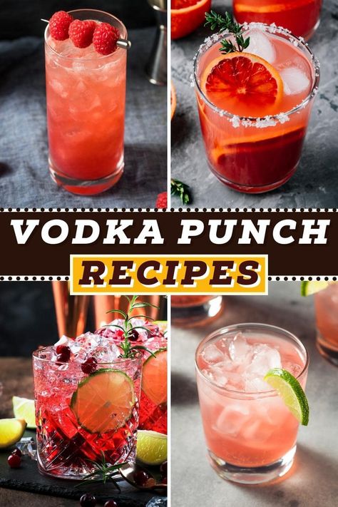 Punch Made With Vodka, Punch Ideas Alcohol, Fruit Punch Alcohol Drinks Vodka, Drink Ideas For Party Alcoholic, Drinks For A Party Alcoholic, Vodka Party Punch Recipes, Vodka Batch Drinks, Alcohol Punches For A Party, Titos Vodka Punch Recipes