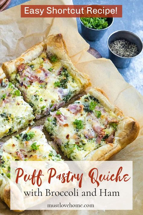 Quiche Puff Pastry, Pastry Recipes Savory, Quiche With Broccoli, Puff Pastry Dinner, Simple Quiche, Puff Pastry Quiche, Puff Pastry Recipes Dinner, Spring Eats, Quick Quiche