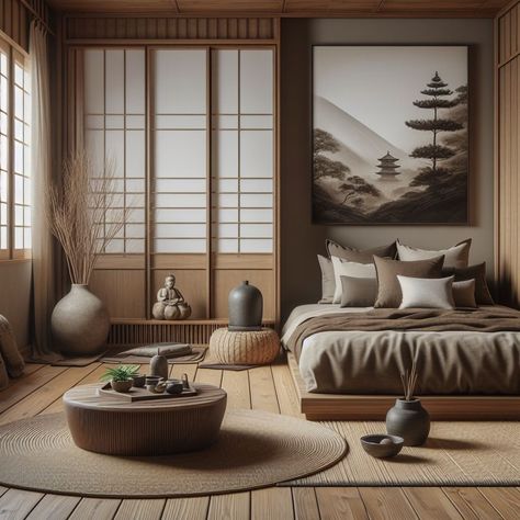 Zen Bedroom Zen Japanese Bedroom, Zen Interior Design Bedroom, Zen Garden Bedroom, Yoga Apartment, Japan Style Bedroom, Zen Bedroom Ideas Serenity, Japanese Decor Bedroom, Asian Zen Interior Design, Asian Bedroom Ideas