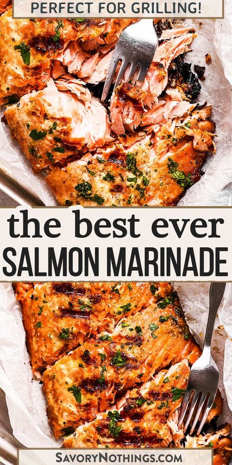 Marinated Grilled Salmon Recipes, Italian Herb Salmon Marinade, Marinate For Salmon Easy Recipes, Grilled Whole Salmon Recipes, Marinades For Salmon Grilling, Salmon Italian Dressing, Honey Mustard Salmon Marinade, Salmon Recipes Bbq Grilled, Salmon Steak Marinade