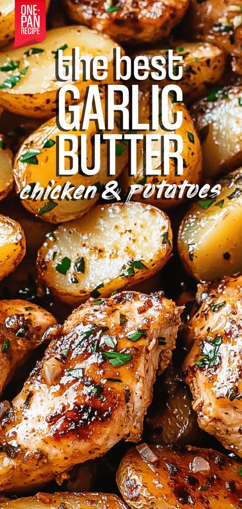 One-Pan Garlic Butter Chicken & Potatoes – Chasety One Pan Dinners Chicken Potatoes, Chicken And New Potatoes Recipes, Chicken And Potatoes Recipes Healthy, Healthy Chicken Potato Recipes, Chicken And Small Potatoes Recipes, Grilled Chicken And Potatoes Recipes, Easy Chicken And Potato Recipes, Potatoes And Chicken Recipes, Chicken And Potatoes In Oven