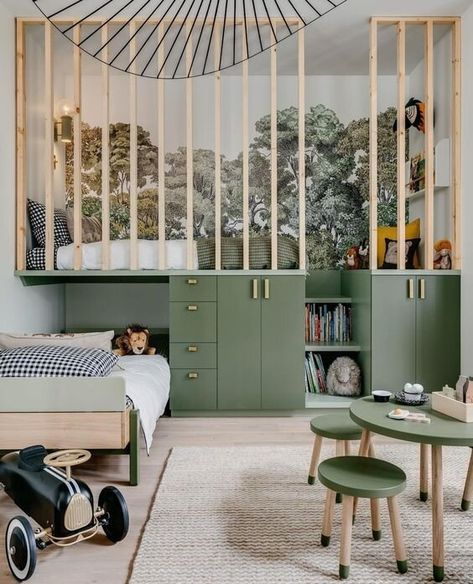 This incredible design incorporates storage and an extra bed by adding another level to the room. Design by Benni Amadi Interiors. Koti Diy, Cool Kids Rooms, Cool Kids Bedrooms, Kids Bedroom Inspiration, Kids Bedroom Designs, Kids Bedroom Design, Kids Room Inspiration, Kids Interior Room, Kids Interior