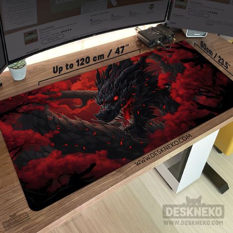 Dragon Desk, Japanese Keyboard, Mtg Playmat, Scp 049, Black Japanese, Gaming Desk Mat, Custom Mouse Pads, Laptop Mouse, Led Controller