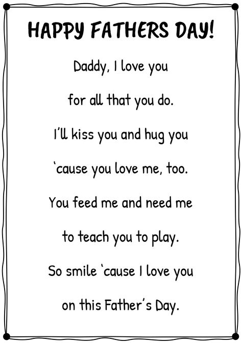 Father’s Day Kid Poem, Father Day Poems From Kids, Father's Day Notes, A Poem For Father's Day, Dad Poems From Kids, Fathers Day Sayings From Kids, Father’s Day Card Sayings From Kids, Father’s Day Poems Short, Fathers Day Poems Preschool