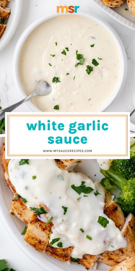 White Garlic Sauce White Garlic Sauce, Chicken White Sauce, White Sauce Recipe, Best Sauce Recipe, Chili Oil Recipe, Homemade Chocolate Truffles, Garlic Sauce Recipe, White Sauce Recipes, Garlic Cream Sauce