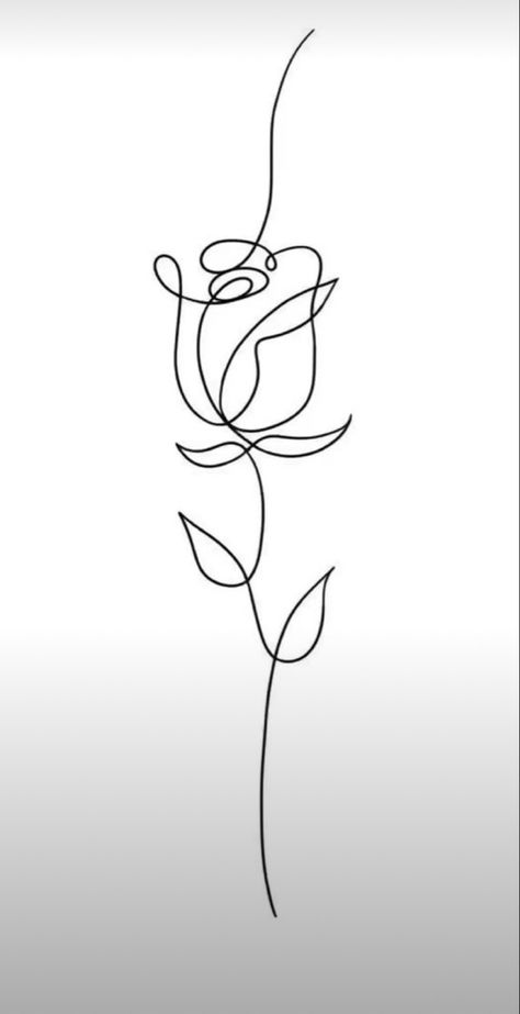 Single Line Tattoo Flower, Rose One Line Drawing, One Line Rose Tattoo, Roses Outline, Line Rose Tattoo, One Line Flower, Tatoo Rose, Black Line Tattoo, Single Line Tattoo