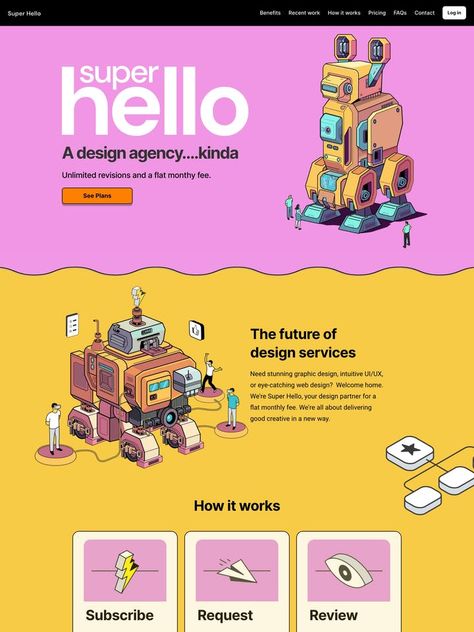 Illustrated Website Design, Colorful Landing Page, Neubrutalism Graphic Design, Pop Art Website Design, Cartoon Website Design, Interesting Website Design, Game Studio Website, Maximalist Website Design, Website Landing Page Design Inspiration