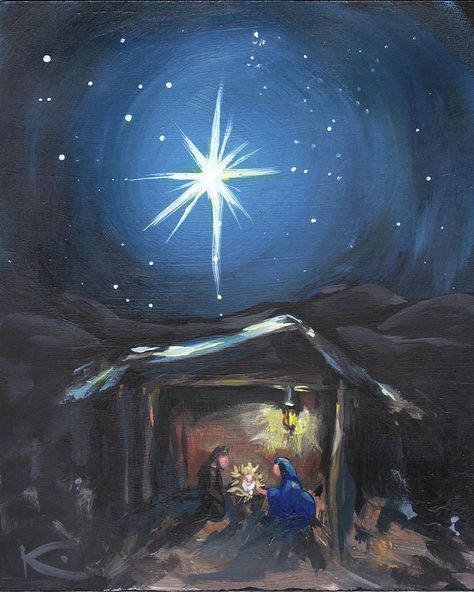 Nativity Painting, Nativity Christmas, The Nativity, Star Of Bethlehem, Christmas Jesus, Christmas Nativity Scene, Biblical Art, Birth Of Jesus, Print Wall Decor