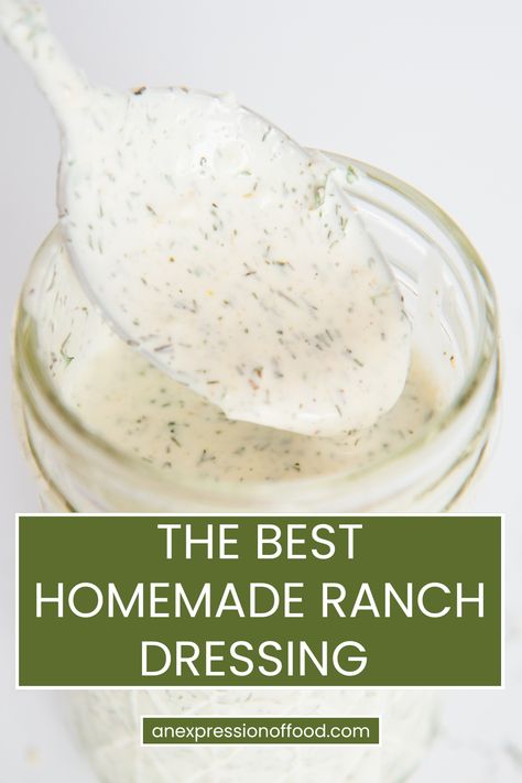 This easy homemade ranch dressing recipe takes less than 5 minutes to make! It is made with simple ingredients, is packed full of flavor, and tastes just like restaurant ranch! This rich homemade ranch dressing is sure to be a hit and tastes way better than the store-bought stuff! Restaurant Ranch Dressing, Easy Homemade Ranch, Easy Ranch Dressing, Ranch Salad Dressing Recipes, Best Ranch Dressing, Ranch Dressing Recipe Homemade, Homemade Ranch Seasoning, 500 Calorie, Truck Life