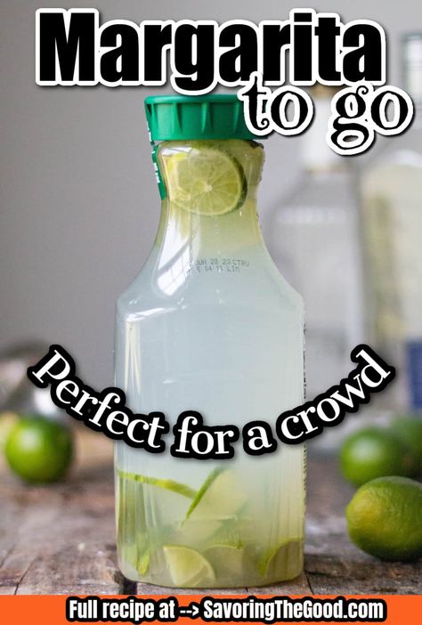 Margarita Recipes Using Limeade, Tequila Batch Drinks, Good Margarita Recipe, Grab And Go Cocktails, Batch Cocktails Tequila, Gallon Margarita Recipe, Limeade Margarita Recipe, Cocktails To Go, Margarita Mix Recipe