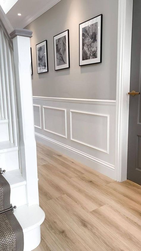 Transform your boring walls with these beautiful wainscoting ideas! Whether you're drawn to classic paneling or modern designs, discover how wainscoting can add architectural interest to any room. #WainscotingIdeas #HomeDecor #DIYDesign Wainscoting Ideas, Living Room Panelling, Stairs Renovation, Hallway Designs, Hal Decor, Hall Decor, Home Inspo, Basement Renovations, Studio Apartment Decorating