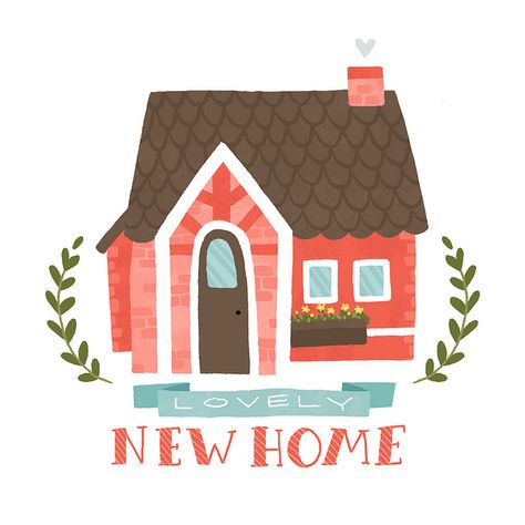 Lovely New Home Card by Alyssa Nassner, via Flickr Buu Monster Inc, New Home Quotes, Home Illustration, Watercolor House Painting, Greeting Card Inspiration, House Warming Invitations, New Home Card, Happy New Home, Home Card