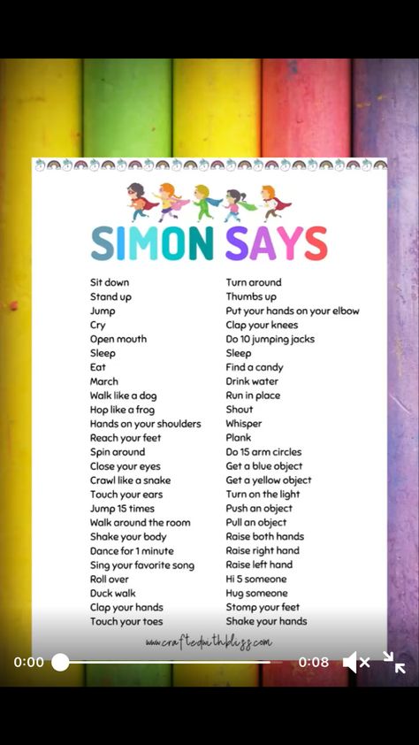 Simon Says Game Ideas, Simon Says Game, Taal Posters, Homeschool Preschool Activities, Physical Activities For Kids, Game Codes, English Lessons For Kids, Fun Family Activities, Toddler Learning Activities