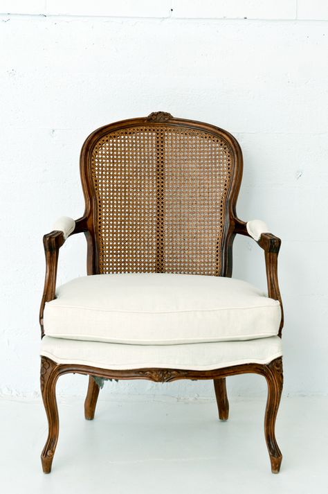 Trove - Georgia White Cane Chairs (2) Vintage Cane Chair, Rustic Dining Set, Traditional Accent Chair, White Cane, Cane Chairs, French Arm Chair, Colonial Furniture, Vintage Industrial Decor, Bergere Chair