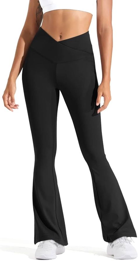 Amazon.com: BLUEENJOY Women's Flare Yoga Pants - Crossover Flared Leggings for Women High Waisted Workout Casual Bootcut Pants : Clothing, Shoes & Jewelry Yoga Flare Pants, Black Flared Leggings, Flare Yoga Pants, Flare Legging, Amazon Clothes, Flared Leggings, Bootcut Pants, High Waisted Flares, Leggings For Women