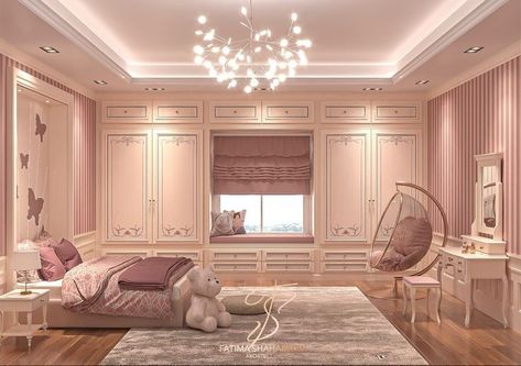 Big Room Ideas Bedrooms Luxury, Big Bedroom Aesthetic, Pink Luxury Bedroom, Luxury Girls Bedroom, Big Bedroom Luxury, Rich Bedroom Luxury, Teenager Bedroom Design, Idea Bedroom, Fancy Bedroom