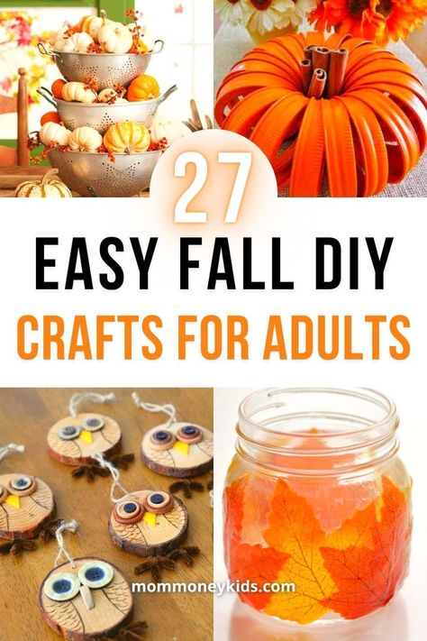 A resource of over 27 Adult DIY Crafts to enjoy for this Fall, Halloween and Thanksgiving season! You'll find crafts related to paper, wreaths, no-sew, mason jars, lids, wood, home decor, centerpieces, and so much more! #easyfallcraftsforadults, #adulthalloweencrafts, #thanksgivingadultcrafts, #fallcraftsforadults Call Crafts For Adults, Thanksgiving Crafts For Seniors Assisted Living, Seniors Crafts Ideas, Easy Halloween Crafts For Seniors, Work Crafts Ideas, Craft For Older People, Assisted Living Craft Ideas, Senior Fall Crafts, Halloween Crafts For Seniors Assisted Living