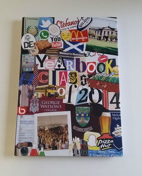 Scrapbook Ideas Magazine, Endsheets Yearbook, Year Book Ideas Highschool Pages, Collage Yearbook Ideas, Yearbook Themes Scrapbook, 2023 Yearbook Themes, Cute Yearbook Ideas, Cute Yearbook Covers, Scrapbook Themed Yearbook