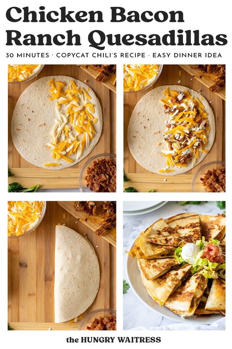 Craving something deliciously easy? These Chicken Bacon Ranch Quesadillas are a perfect blend of smoky bacon, tender chicken, gooey cheese, and creamy ranch all wrapped up in a crispy tortilla. Perfect for a quick lunch, casual dinner, or game day snack, these quesadillas are sure to be a hit with everyone. Customize with your favorite toppings and enjoy! 🥑🌮🧀 #QuesadillaRecipe #ChickenBaconRanch #EasyMeals #ComfortFood #GameDayEats #QuickRecipes #Yummy 📌 Save this recipe for later! Grilled Chicken Bacon Ranch Wrap, Chicken And Bacon Quesadillas, Ranch Chicken Wraps Tortillas, Chicken Bacon Ranch Pita Pockets, Taco Chicken Wraps, Chicken Bacon Ranch Subs Recipe, Chicken Bacon Ranch Nachos, Chicken Bacon Burrito, Crispy Chicken Ranch Wraps