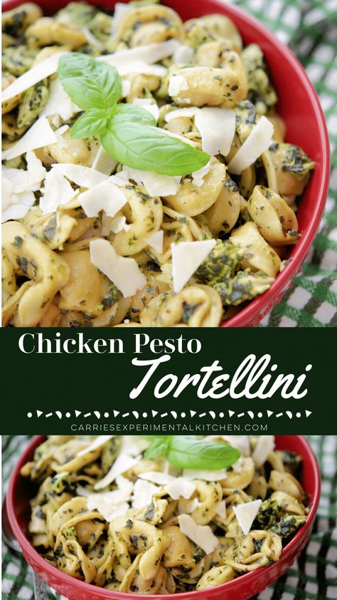 Rich cheese tortellini combined with rotisserie chicken and fresh basil pesto makes a quick, delicious weeknight meal.  #pasta #tortellini #pesto Chicken Pesto Tortellini, Tortellini Pesto, Pasta Tortellini, Fresh Basil Recipes, Fresh Basil Pesto, Pesto Tortellini, Chicken Tortellini, Pasta Noodle Recipe, Tortellini Recipes