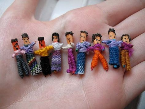 Guatemalan Worry Dolls Lesson and Art Project Guatemalan Worry Dolls, Beads Curtain, First Sewing Projects, Indian Dolls, Worry Dolls, Art Therapy Activities, Train Your Brain, Pipe Cleaner, Art Therapy