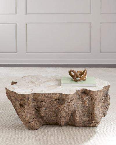 Palecek Ursula Fossil Coffee Table Transitional Living Room Furniture, Ormanlık Alan, Swiss Chalet, Art Pics, Bamboo House, Rustic Curtains, Drift Wood, Rustic Shelves, Rustic Lighting