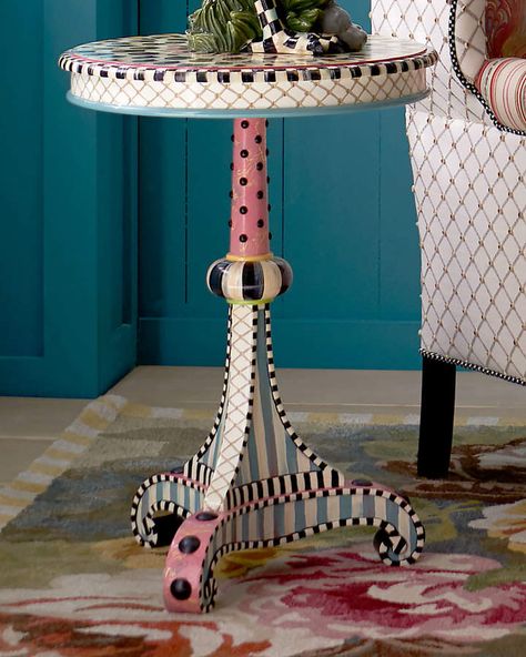 MacKenzie-Childs Truffle Top Table #PaidAd #affiliatelink #masterpiece Mackenzie Childs Furniture, Mackenzie Childs Diy, Whimsical Painted Furniture, Whimsical Furniture, Painted Chairs, Funky Painted Furniture, Funky Furniture, Creative Furniture, Top Table