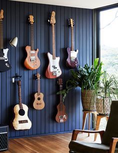 Emma Clark, Music Room Design, Office Music, Home Music Rooms, Guitar Room, Mid Century Home, Music Studio Room, Music Room Decor, Deco Studio