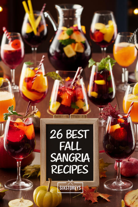 26 Best Fall Sangria Recipes Fall Harvest Sangria, Sangria Recipes Red Wine, Sangria Drinks Recipes, Autumn Sangria Fall Drinks, Sangria Thanksgiving Recipes, The Best Sangria Recipe, Best Fall Sangria Recipe, Sweet Red Sangria Recipes, Dry Sangria Recipes