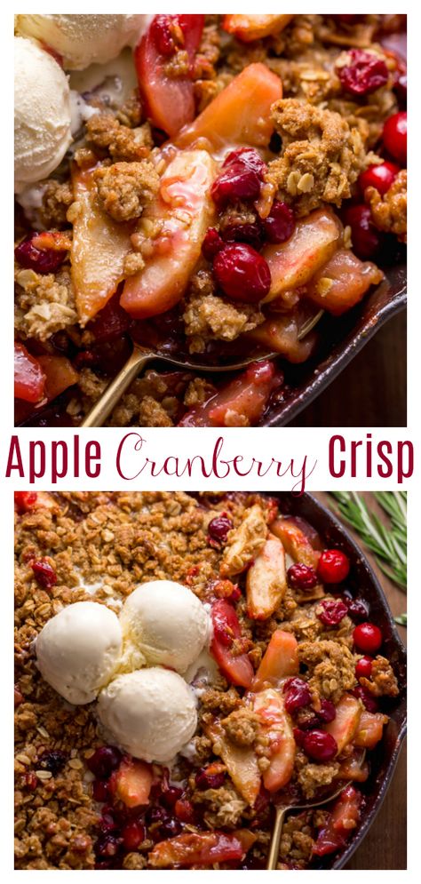 Apple Cranberry Crisp Recipe, Cranberry Apple Crisp, Cranberry Filling, Fresh Cranberry Recipes, Cranberry Crisp, Apple Cranberry Crisp, Oat Crumble Topping, Cranberry Dessert, Baker By Nature