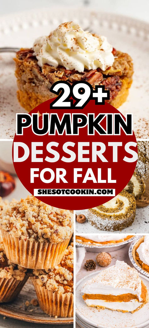 Pumpkin desserts phot collage with text overlay. Pumpkin Bake Sale Ideas, The Best Pumpkin Desserts, Easy Pickup Desserts, Fresh Pumpkin Desserts, Best Pumpkin Recipes Dessert, Quick Easy Pumpkin Desserts, Easy Desserts Pumpkin, Halloween Pumpkin Desserts, Small Easy Desserts