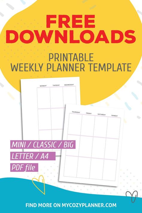 Happy Planner Vertical Layout, Free Printable Weekly Planner Template, Planner Layout Templates, Free Weekly Planner Templates, Happy Planner Free Printable, Planner Weekly Layout, Vertical Layout Planner, Free Planner Templates, Happy Planner Printables