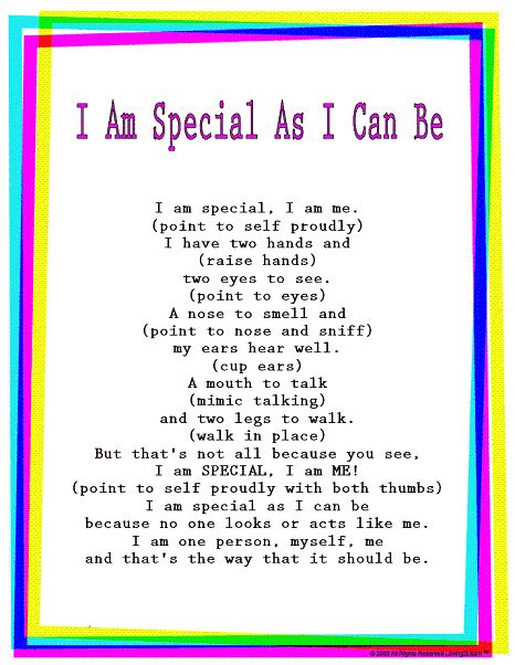 Kids Rhymes & Songs: "I Am Special As I Can Be": Read & Sing Along Video Preschool Graduation Songs, Kids Rhymes Songs, Ingles Kids, Graduation Poems, Preschool Poems, Graduation Songs, Kids Rhymes, Childrens Poems, Kindergarten Songs