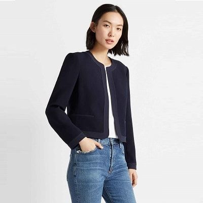 Tuesday's Workwear Report: Textured Collarless Jacket - Corporette.com Club Jacket, Pro Club, 2020 Vision, Collarless Jacket, Textured Jacket, Clothes Summer, Comfy Fashion, Winter 2023, Club Monaco