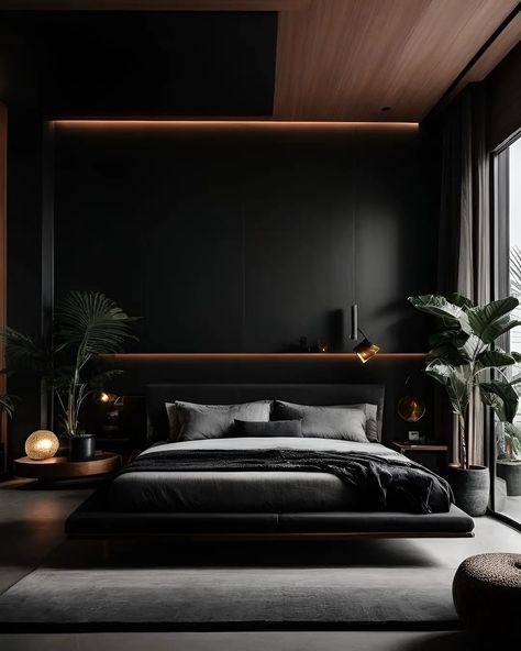 50 Room Ideas With Black Furniture Bed Frame - Home Soils Unique Bedroom Design, Stylish Bedroom Design, Style College, Luxury Bedroom Decor, Classy Bedroom, Modern Luxury Bedroom, Black Bedroom, Luxury Bedroom Master, Luxurious Bedroom