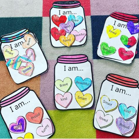 Kindergarten Summer Activities, Affirmation Jar, Third Grade Homeschool, Kids Therapy, Summer Kindergarten, Occupational Therapy Kids, Jar Of Hearts, 4th Grade Art, Elementary Classroom Decor