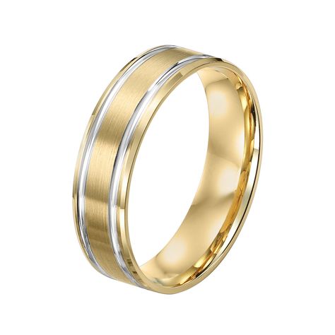 Ross-Simons - Men's 6mm 14kt Two-Tone Gold Wedding Band / Ring Size 10.5. For the gentleman who appreciates options, this sophisticated 6mm wedding ring is finely crafted in 14kt yellow gold with 14kt white gold stripes for a versatile mixed-metal look that pairs well with all of your daily accessories. Men's 14kt two-tone gold wedding band. Two Tone Mens Wedding Band, Mixed Metals Wedding, Mens Wedding Rings Gold, Mens Wedding Bands Unique, Daily Accessories, Precious Gemstones Jewelry, The Gentleman, Rings Rings, Men's Wedding Ring