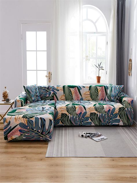 Living Room Chaise, Corner Sofa Covers, Printed Sofa, Sofa Slipcovers, Slip Covers Couch, Sofa Slipcover, Sofa Colors, Living Room Green, Three Seater Sofa