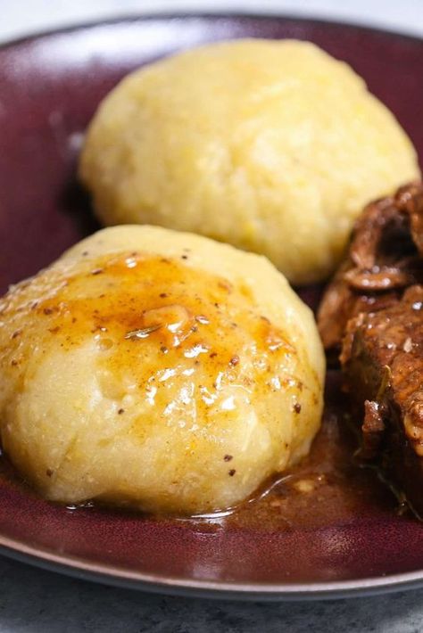 Fufu is a staple food in many countries in West Africa, Central Africa, and the Caribbean. Traditionally it can be made with starchy food like cassava, yams or plantains. This easy fufu recipe boils cassava and plantains first, and then blend them into a dough-like consistency. Finally, it’s shaped into small balls and served with soup, stew, or sauce. So satisfying and delicious! #African #sides #Vegetables Fou Fou Recipe, Fu Fu Recipe African, How To Make Fufu, Easy Fufu Recipe, Fufu Recipe Africans, Mali Food, African Fufu, Fufu Recipe, Afrikaans Recipes