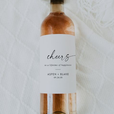 $7.25 | Modern Script Cheers Wedding Wine Labels #rustic wedding reception toast, modern rehearsal dinner cheers, elegant bachelorette party, fancy contemporary script engagement, minimal basic simplistic pretty glam, classy minimalist romantic boho autumn, simple monochrome whimsical handwritten, spring summer bohemian typography k500, fall winter unique industrial lettering, classic luxury black white calligraphy Elegant Bachelorette Party, Customised Wine Bottles, Olive Green Wedding, Minimalist Wedding Reception, Wedding Bottle Labels, Olive Green Weddings, Wine Bottle Stickers, Wedding Wine Bottles, Personalized Wine Bottles