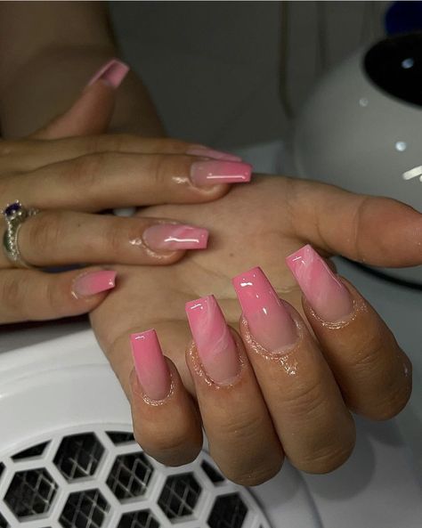 Pink nail inspo Pink Nails Ideas Medium, Acrylic Nails Pretty Pink, Pink Nails Coffin Design, Pink Ombre Nails French Tips, Natural Pink Acrylic Nails Design, Nail Ideas Gel Pink, Neutral Pink Nails With Design, Summer Nails Pink Ombre, Ombre Nails Holiday