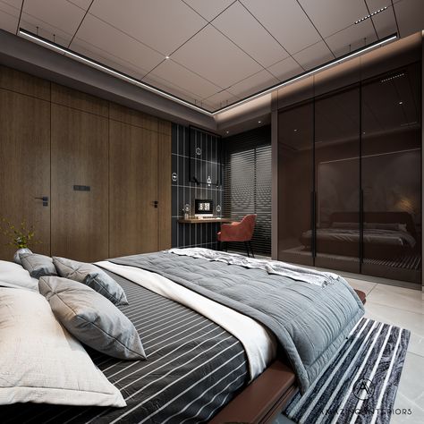 Design by : Amazing Interiors Ceiling Groove Design, Mirror Placement, Amazing Interiors, Bungalow Bedroom, Luxury Bedrooms, Round Bed, Ceiling Plan, Round Beds, Room Ceiling