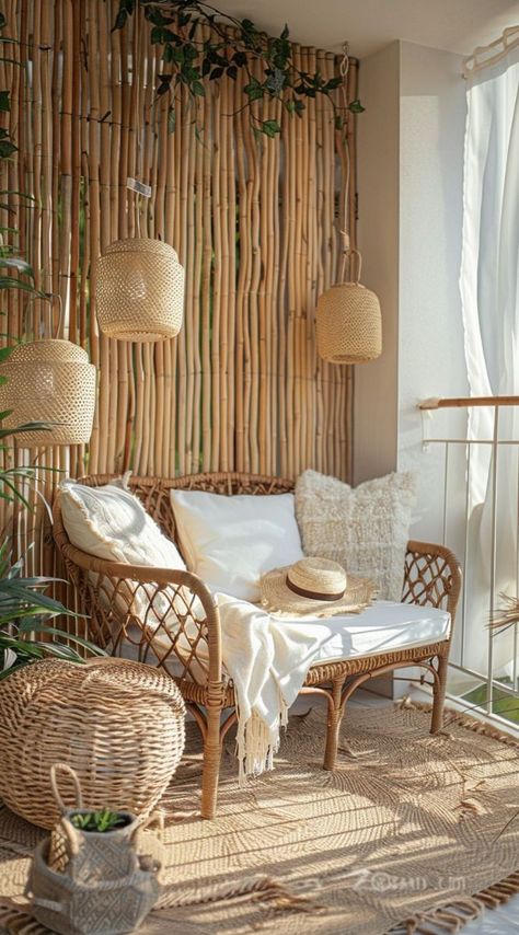 Beautiful Small Balcony Ideas, Apt Balcony Ideas Small Spaces, Bohemian Balcony Ideas, Balcony Wall Decor, Patio Cozy, Small Porch Decor, Modern Balcony Ideas, Boho Balcony Ideas, Boho Seating